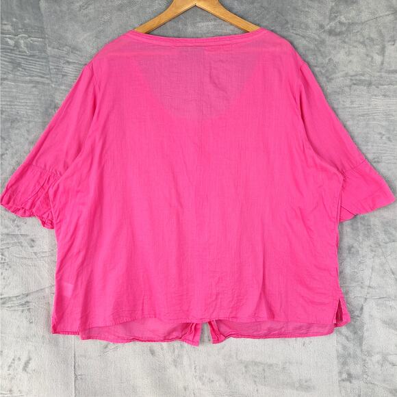 Basic Editions Top 3X Pink Button Up Cotton Lightweight Coastal‎ Boxy Casual - Picture 6 of 6
